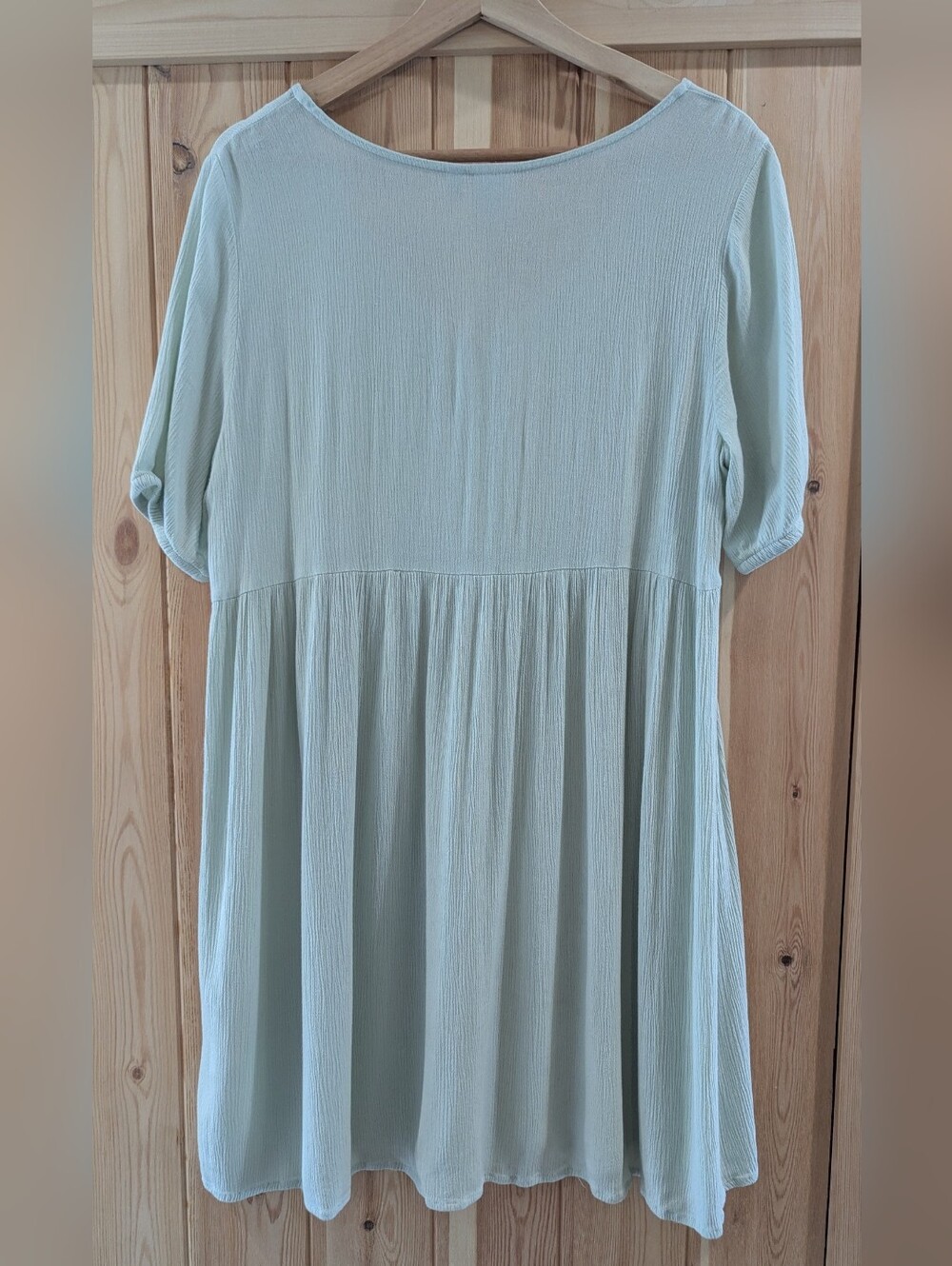 Sage V-Neck Babydoll Mini Dress - Picture 4 of 7
